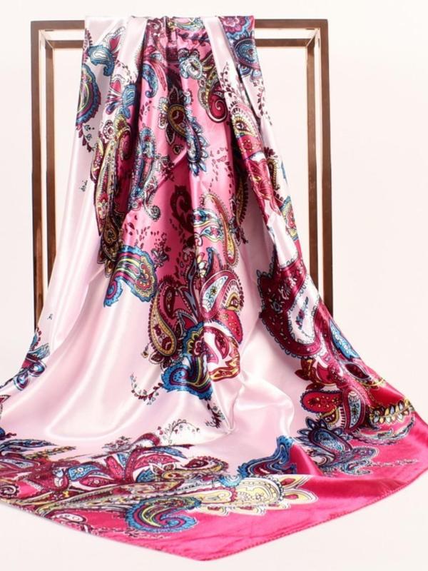 Women's Paisley Print Satin Scarf, Fashionable Soft Lightweight Shawl for Daily Wear, Casual Versatile Scarf for Women