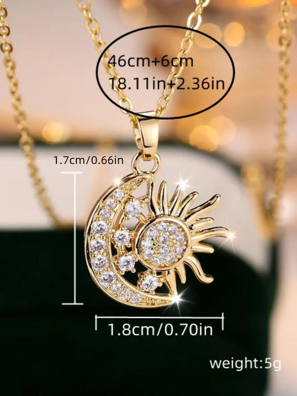 Vintage Moon & Sun & Star Design Pendant Necklace for Women & Girls, Fashion Jewelry for Party, Daily Clothing Decor, Trendy All-match & Exquisite Jewelry for Birthday Gift without Box