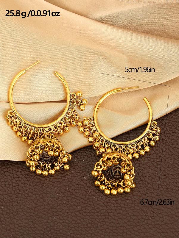 Boho Style Ethnic Style Alloy Dangle Earrings for Women, Retro Ethnic Style Large Bell Drop Earrings