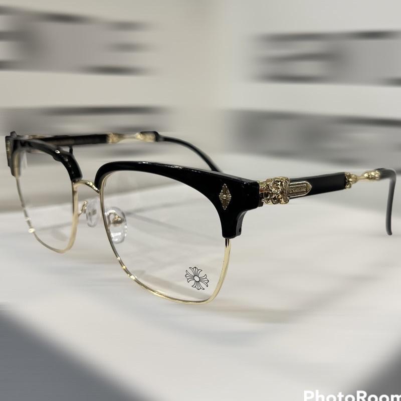 Chrome Hearts Evagilist Gold glasses, fashionable near-frame glasses for men and women with unique and novel style design