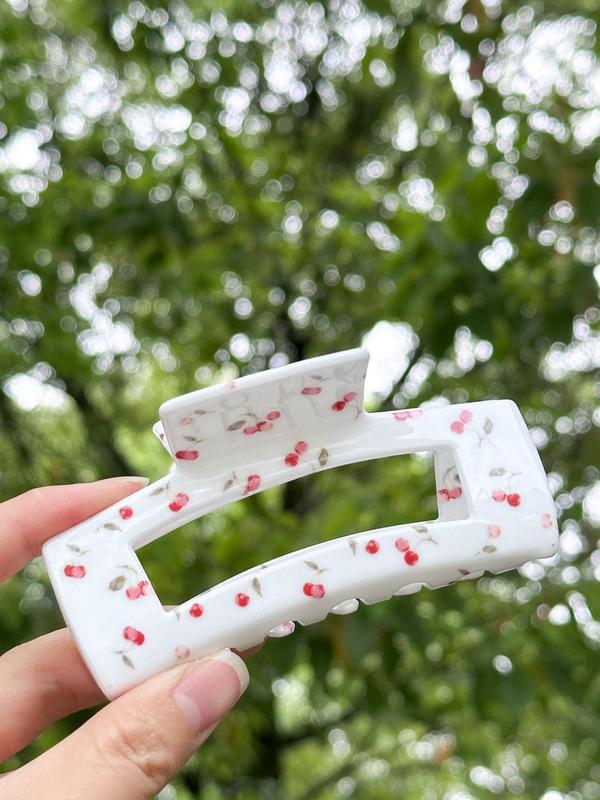 Cherry Pattern Design Hair Claw Clip for Women, Multifunctional Smooth Texture Shark Clip for Bun Hairstyle, Fashion All-match Hair Accessories for Hairstyle Ideas