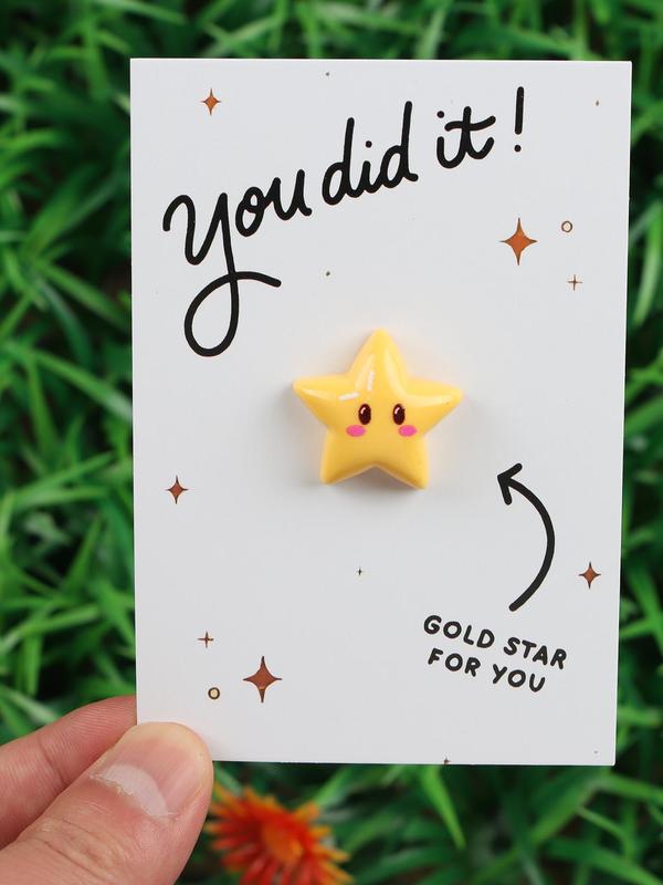 Cute Star Design Pin Badge, Thank You Card, Multifunction Diy Jewelry Charm, Perfect Gift for Family, Friends and Loved Ones on Special Days