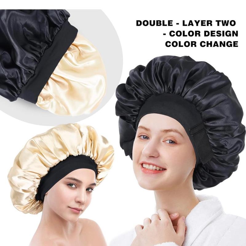 Silk Bonnet for Sleeping  Double Layer Satin Adjustable Straps lined Hair Bonnets for Sleeping  , reversible hair sleeping bonnet for woman Natural curly Hair Outside silk