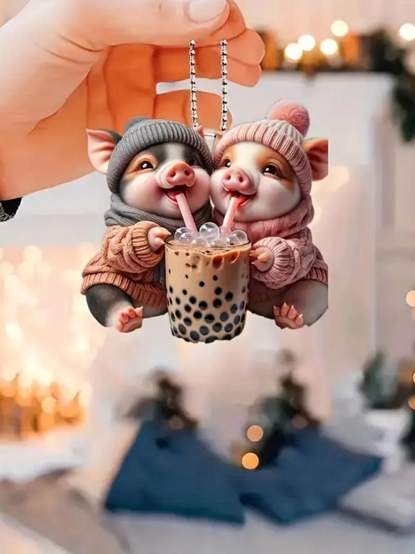 Cute Pig Design Keychain, Novelty Hanging Keychain for Car, Bag, Key, Fashion Accessories for Men & Women