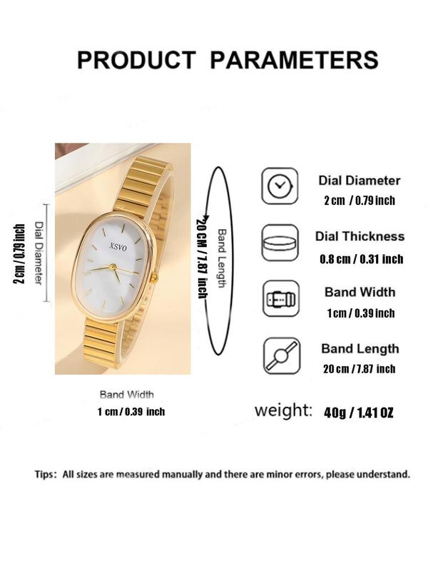 Women's Elegant Oval Dial Quartz Watch, Fashionable Wristwatch with Analog Display, Trendy Watch for Women As Gift