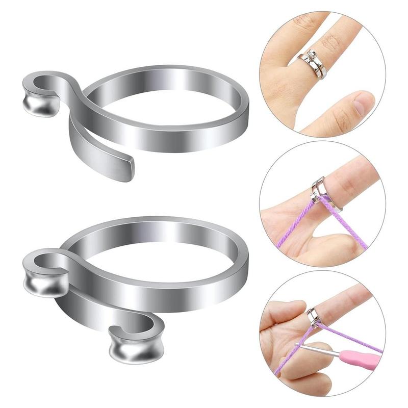 Crochet Auxiliary Ring, 2pcs Personalization Crochet Ring, Auxiliary Accessories, Suitable for Sewing Beginners