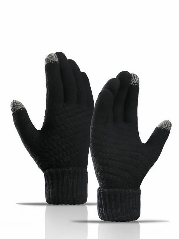 Unisex's Solid Color Touch Screen Warm Gloves, Outdoor Windproof Riding Gloves, Fashionable Gloves for Fall & Winter