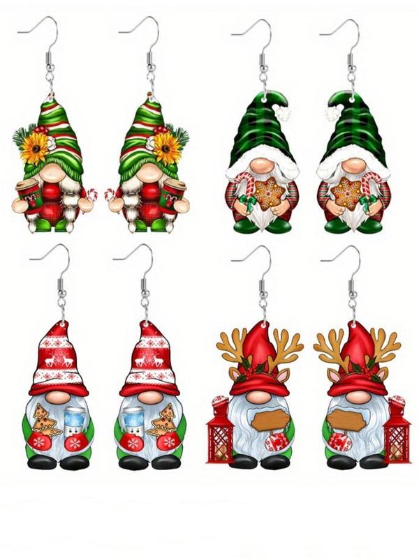 Christmas Theme Design Dangle Earrings, Cute Colorblock Acrylic Earrings for Women, Fashion Jewelry for Party, Daily Clothing Decor, Trendy All-match & Exquisite Jewelry for Gift