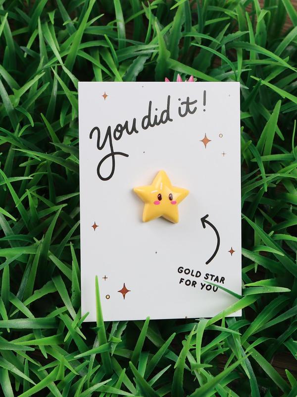 Cute Star Design Pin Badge, Thank You Card, Multifunction Diy Jewelry Charm, Perfect Gift for Family, Friends and Loved Ones on Special Days