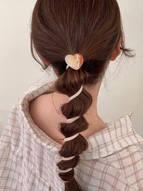 Heart Design Hair Ties, Cute Hair Clip Accessories for Braiding Hair, Headwear for Thick Hair, Fashion Hair Accessories for Party, Daily Back To School Fall