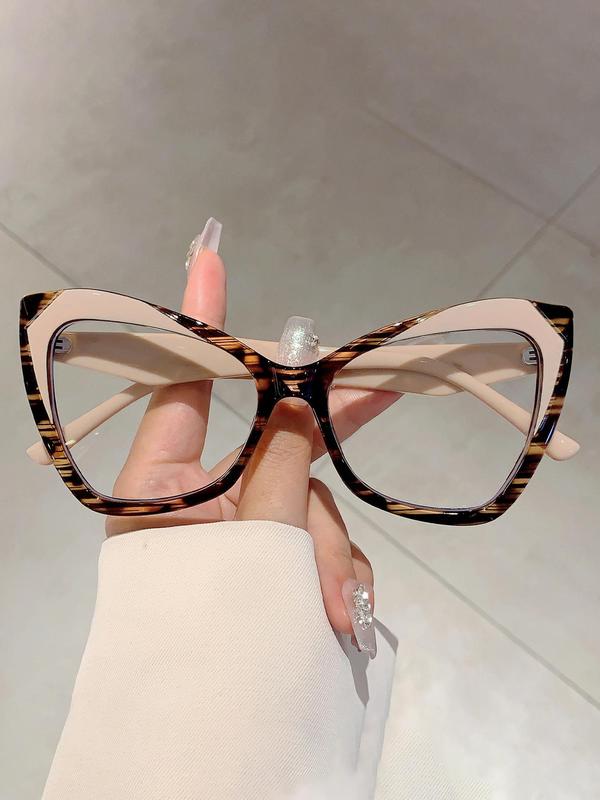 Women's Vintage Cat Eye Frame Eyeglasses, Trendy Casual Tortoiseshell Eyeglasses for Everyday Use, Fashion Accessories for Outdoor Activities