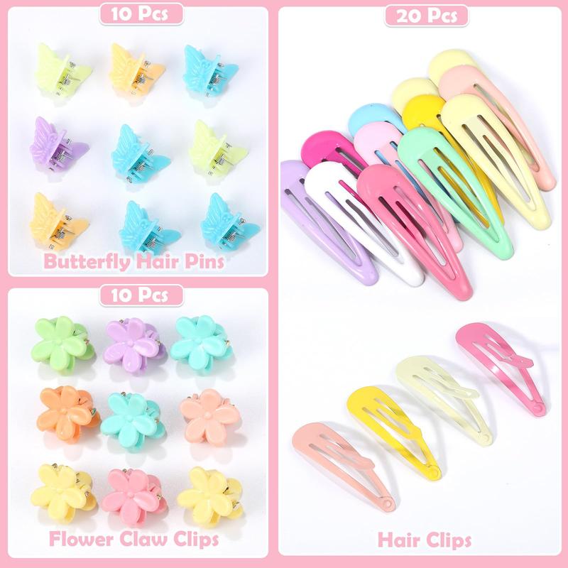 Hair Accessories for Girl, 1543 Pcs Elastic Hair Rubber Bands Set 20 Colors Elastic Hair Ties with Organizer Box Cotton Hair Ties, Hair Tail Tools, Rat Tail Comb, Butterfly Hair Clips