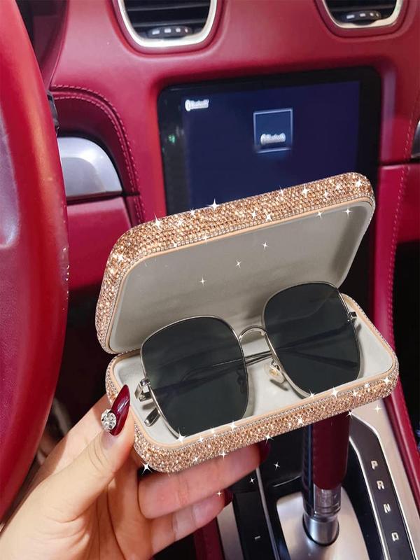 Bling Rhinestone Decorated Glasses Case, Shiny Glasses Case, Rhinestone Hard Shell Protective Large Eyeglass Case, Fashion Accessories for Women & Girls