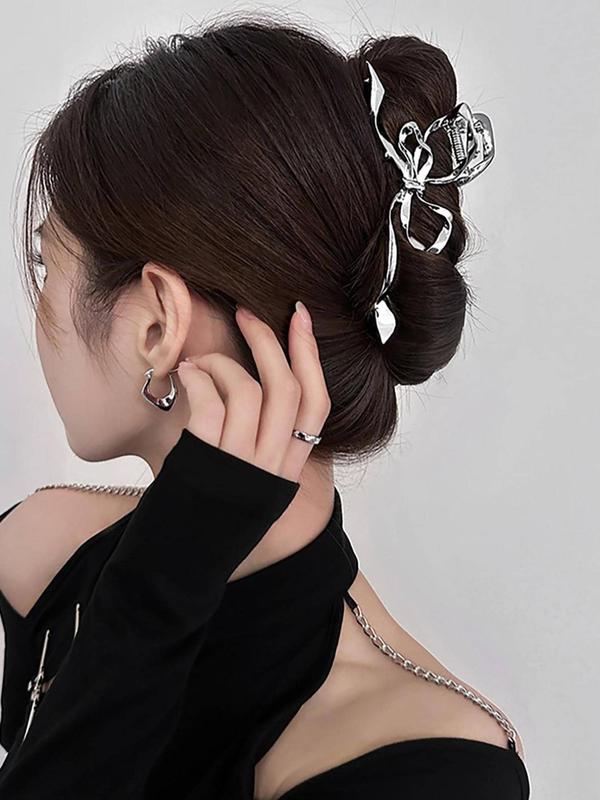 Women's Elegant Bowknot Design Hair Claw, Cute Trendy Plain Color Hair Claw, Fashionable Hair Accessories for Women & Girls