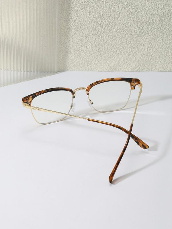 Simple Business Style Hawksbill Pattern Square Shaped Eyeglasses, Trendy Casual Eyeglasses for Women, Fashion Eyeglasses for Daily Wear