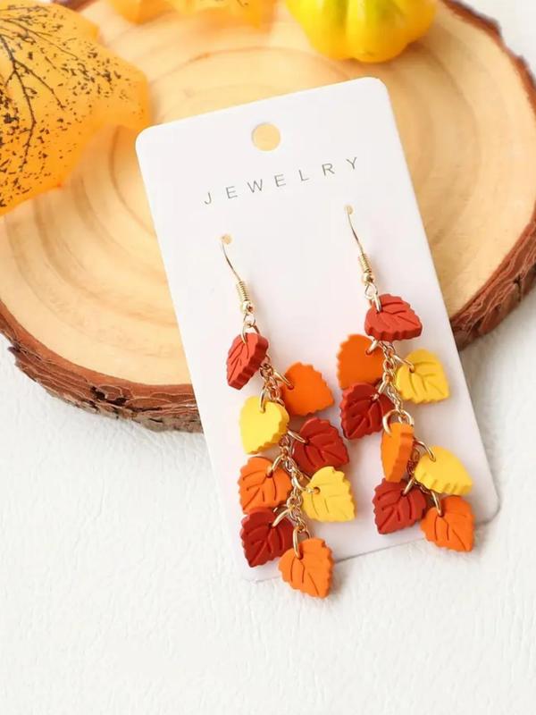 Cute Leaf Design Dangle Earrings, 2024 New Style Fashionable Jewelry for Women, Trendy All-match & Exquisite Jewelry for Birthday Gift Dainty Gift for Your Love