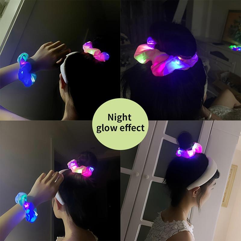 Random Color Glowing Hair Band, 6 Counts Glow in The Dark Elastic Hair Band, Fashion Hair Accessories for Women & Girls, Party Decoration Supplies