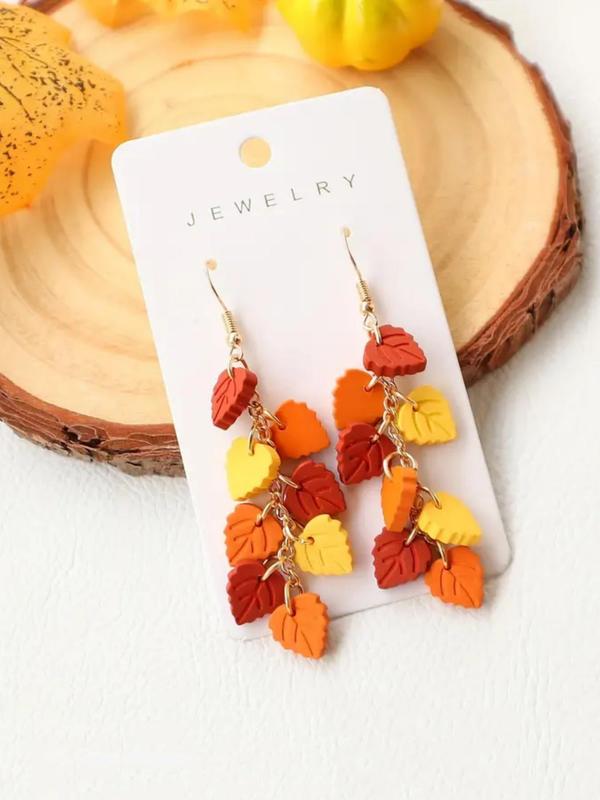 Cute Leaf Design Dangle Earrings, 2024 New Style Fashionable Jewelry for Women, Trendy All-match & Exquisite Jewelry for Birthday Gift Dainty Gift for Your Love