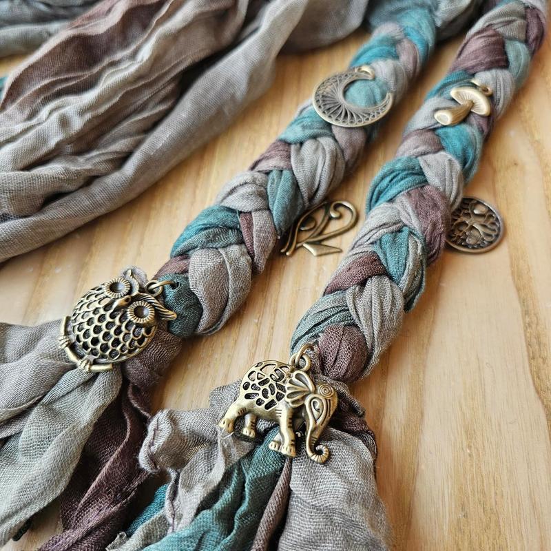 Handmade Boho Gypsy dread wrap for Women Gradient Colored scarf Hippie Hair extension braids.