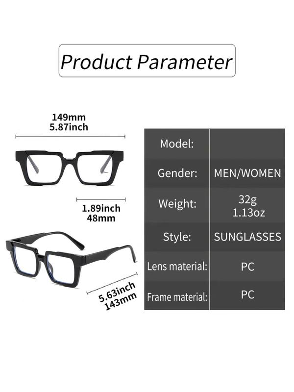 Simple Matching Eyeglasses for Everyday Use, 2024 Spring & Summer Y2k Square Frame Fashion Glasses, Women Glasses Accessories for Travel, Perfect for Students