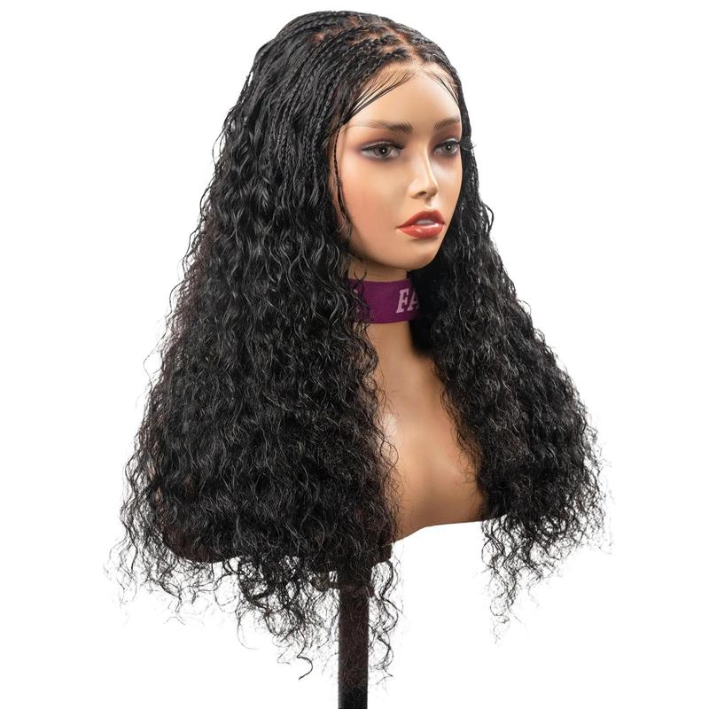 FABA 9x6 HD Goddess Braided Glueless Wig Human Hair Curly Water Wave Natural Wave 9x6 real glueless Lace Closure Wig with Baby Hair