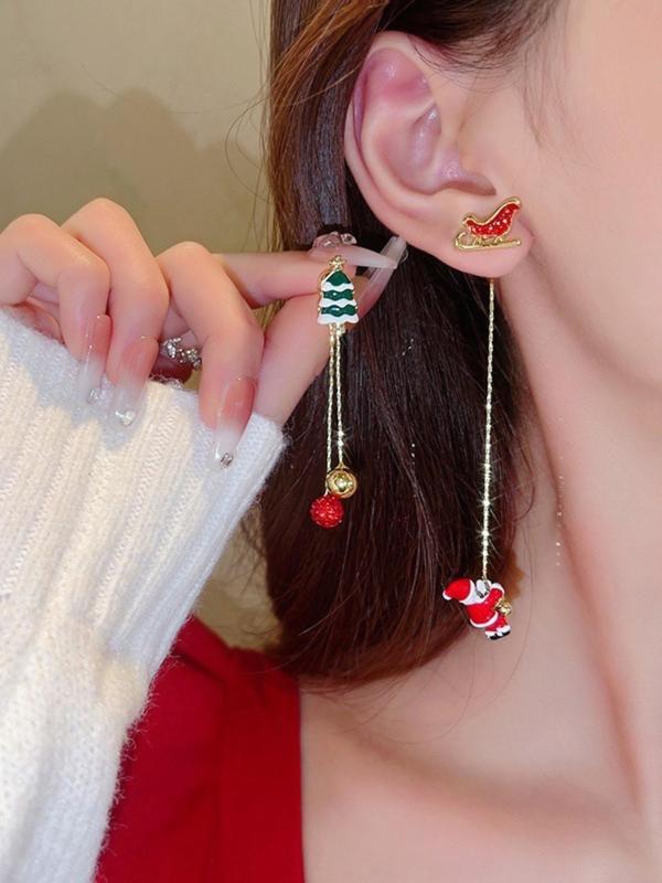 Cute Christmas Themed Dangle Earrings, Asymmetrical Design Drop Earrings, Fashion Jewelry for Party, Daily Decor, Trendy All-match & Exquisite Jewelry for Gift