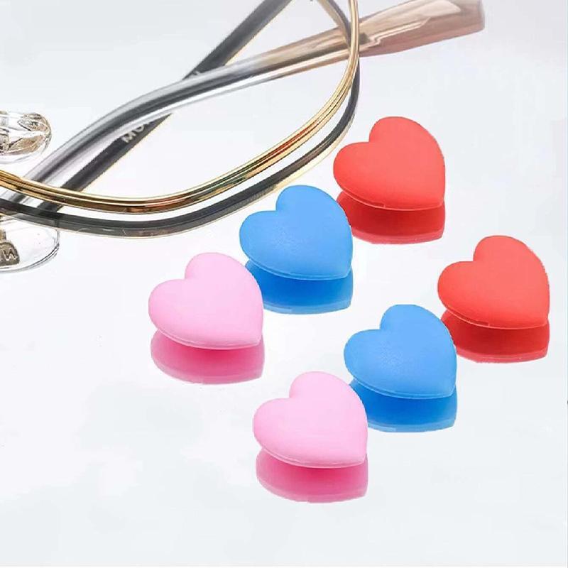 Heart Shaped Eyeglasses Anti-slip Cover, Soft Silicone Glasses Legs Ears Hook Ear Clip Ear Grip, Fixed Eye Glasses Legs Foot Cover, Eyeglasses Parts Accessories