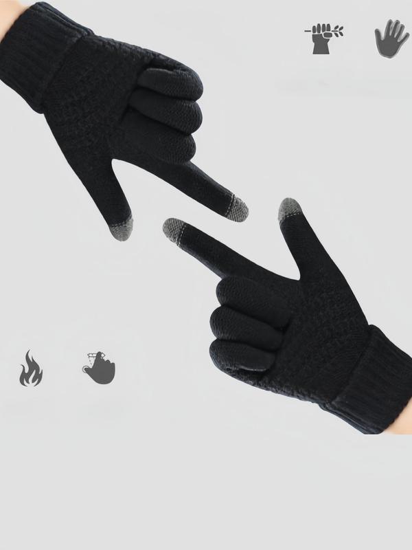 Unisex's Solid Color Touch Screen Warm Gloves, Outdoor Windproof Riding Gloves, Fashionable Gloves for Fall & Winter