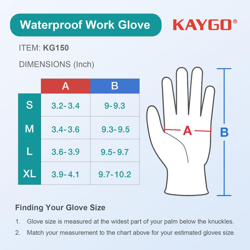 KAYGO KG160 Winter Gloves - Waterproof, Rubber Coated, Thermal Insulated. Windproof, Cold Weather & Freezer Use. Unisex, Touchscreen.