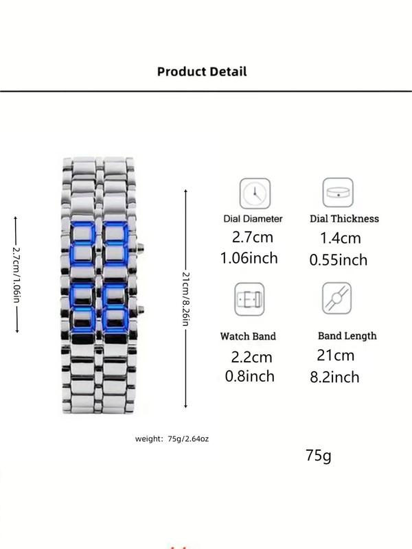 Men's Punk Style LED Digital Watch, Street Trend Novelty Wristwatch with LED Light, Chic Watch As Gift for Boyfriend without Box