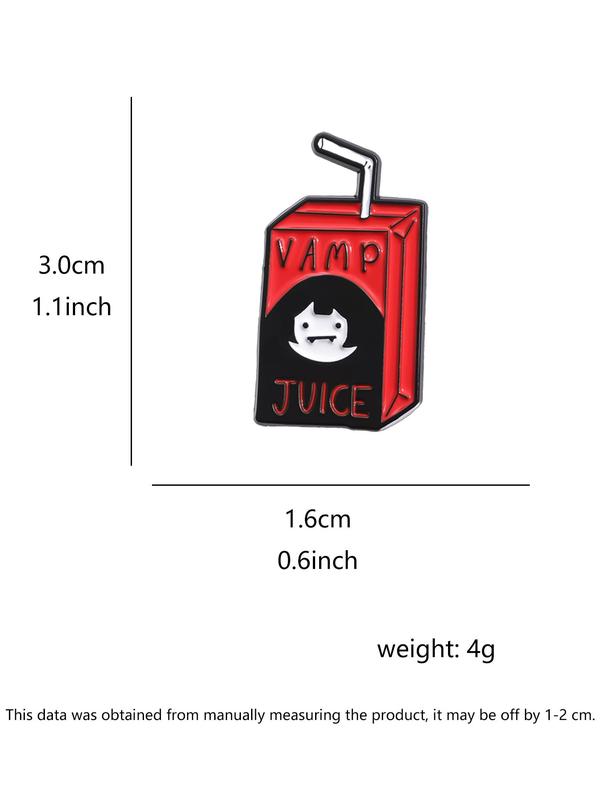 Cartoon Drink Box & Letter Design Brooch, Creative Clothes Brooch, Fashion Accessories for Men & Women