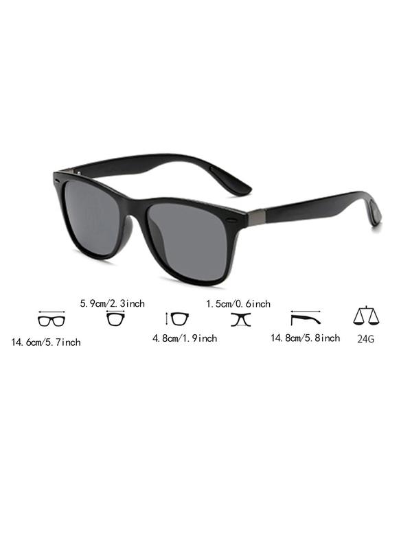 Unisex Simple Style Plain Color Polarized Sunglasses, Trendy Casual Square Frame Sunglasses for Everyday Use, Fashion Accessories for Outdoor Activities