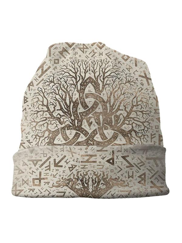 Casual Street Style Plant Pattern Beanie Hat, 2024 New Trendy Simple Style Beanie Hat for Men & Women, Fashionable Beanie Cap for Fall & Winter