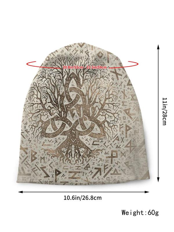 Casual Street Style Plant Pattern Beanie Hat, 2024 New Trendy Simple Style Beanie Hat for Men & Women, Fashionable Beanie Cap for Fall & Winter