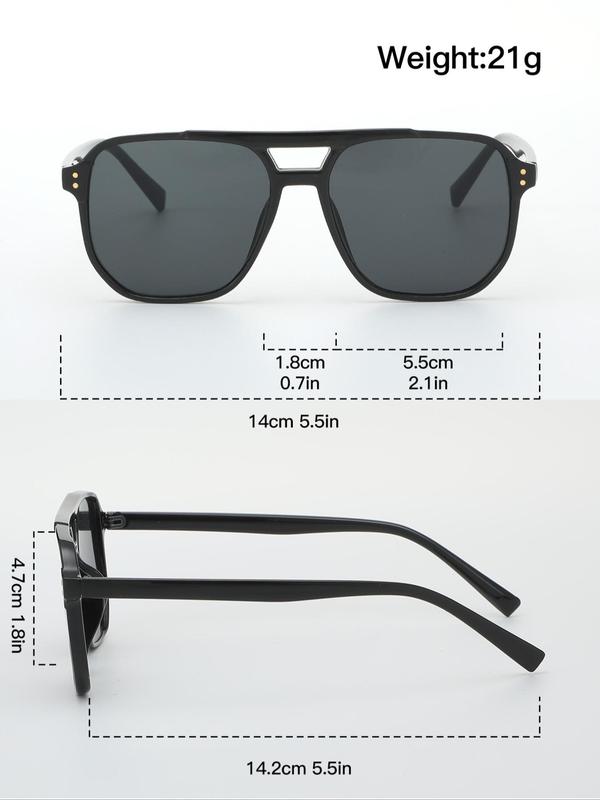 1 Pair Simple Sunglasses For Everyday Use, Summer Square Frame Double Beam Sunglasses, Travel Accessories