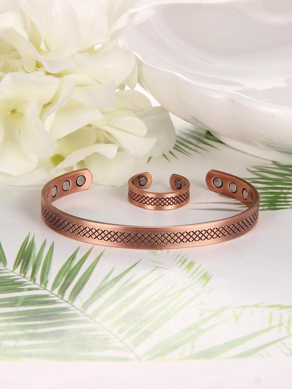 2024 New Style Magnetic Cuff Bangle & Ring, Adjustable Jewelry Set for Women & Men Dainty Gift for Your Love, Trendy All-match & Exquisite Jewelry for Birthday Gift