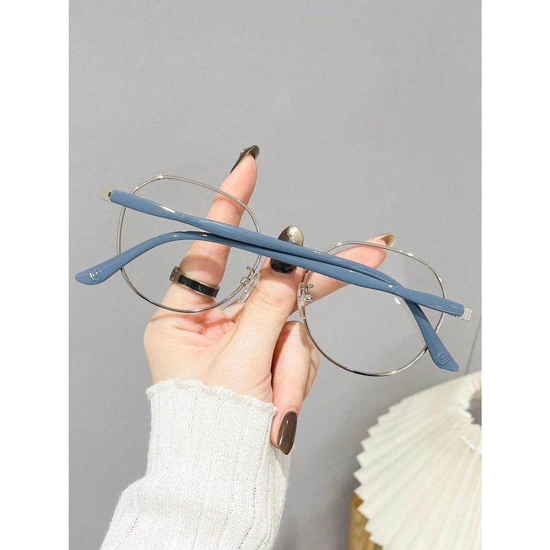 1pc Women's Round Frame Clear Lens Glasses Suitable For Office Or Student Clothing Matching