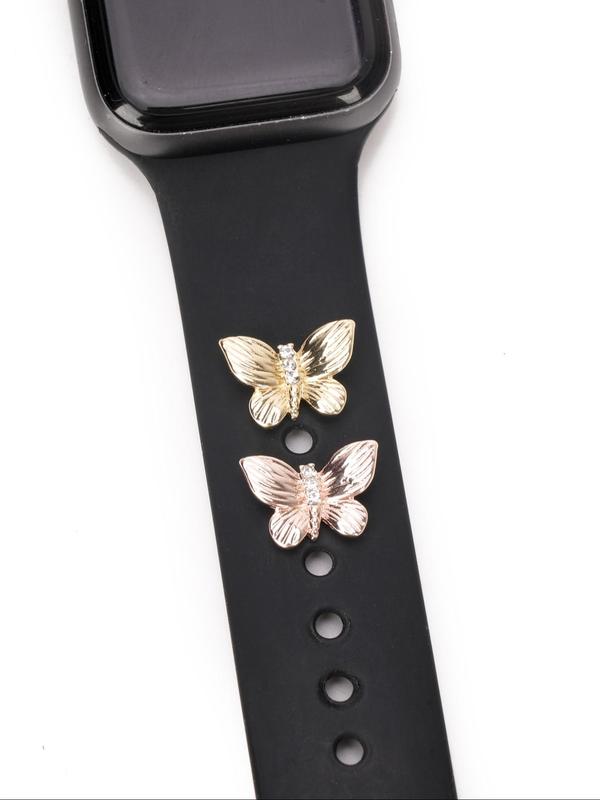 Butterfly Design Watch Band Decoration, Rhinestone Decor Watch Strap Accessories for Women & Girls, Trendy Watch Strap Decoration for Birthday Gift