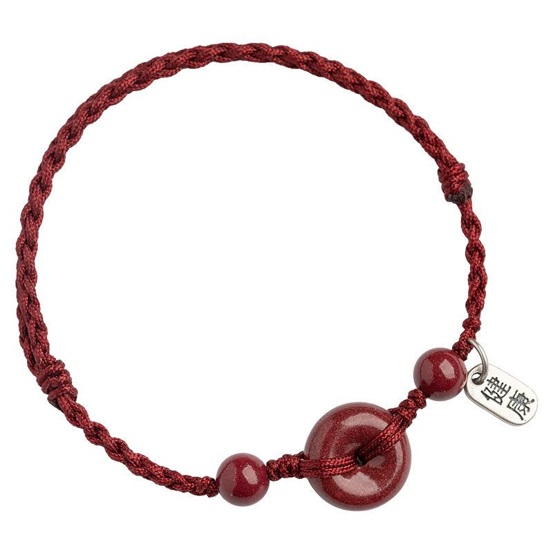 Peace buckle red string bracelet hand-woven peace and health bracelet cinnabar bracelet