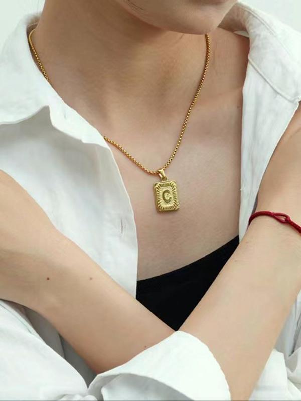 Unisex Street Trend 26 Letter Pendant Necklace, Summer 2024 All-match Pendant Necklace, Fashionable Jewelry As Birthday Gift for Friends Back To School, Fall Outfits, Fall Freshness, for Fall