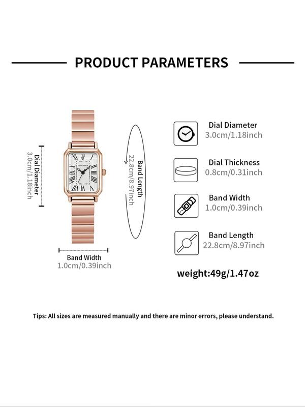 Women's Elegant Rectangle Dial Quartz Watch, Fashion Watch for Party, Daily Clothing Decor, Trendy All-match & Exquisite Watch for Birthday Gift with Box