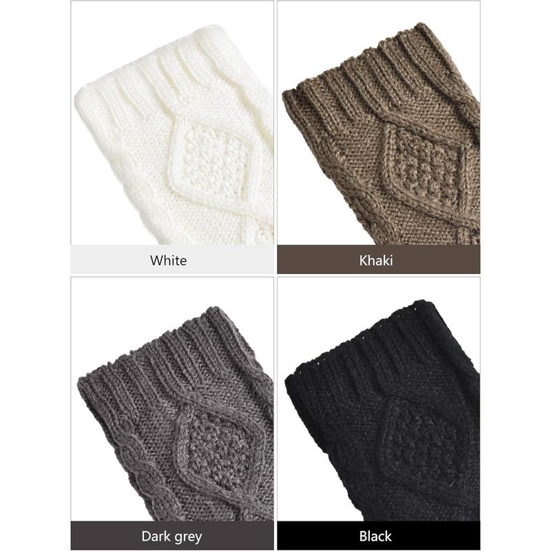 4 Pairs Women's Fingerless Gloves Knit Half Gloves with Finger Holes Typing Wrist Warmers