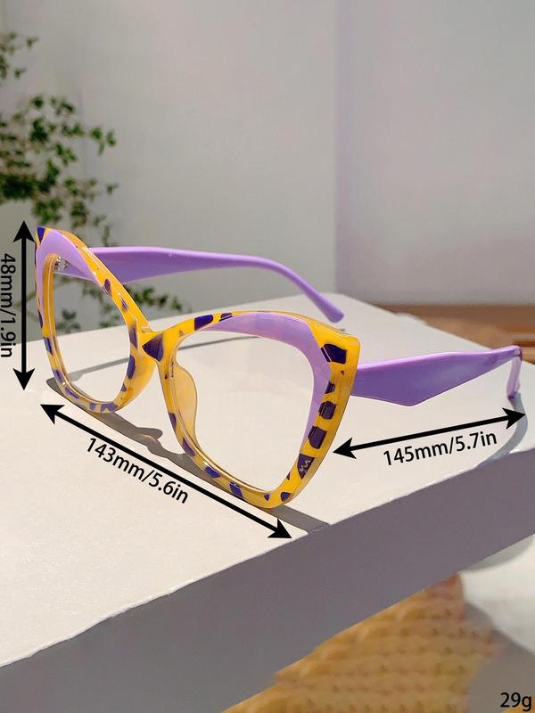 Women's Vintage Cat Eye Frame Eyeglasses, Trendy Casual Tortoiseshell Eyeglasses for Everyday Use, Fashion Accessories for Outdoor Activities