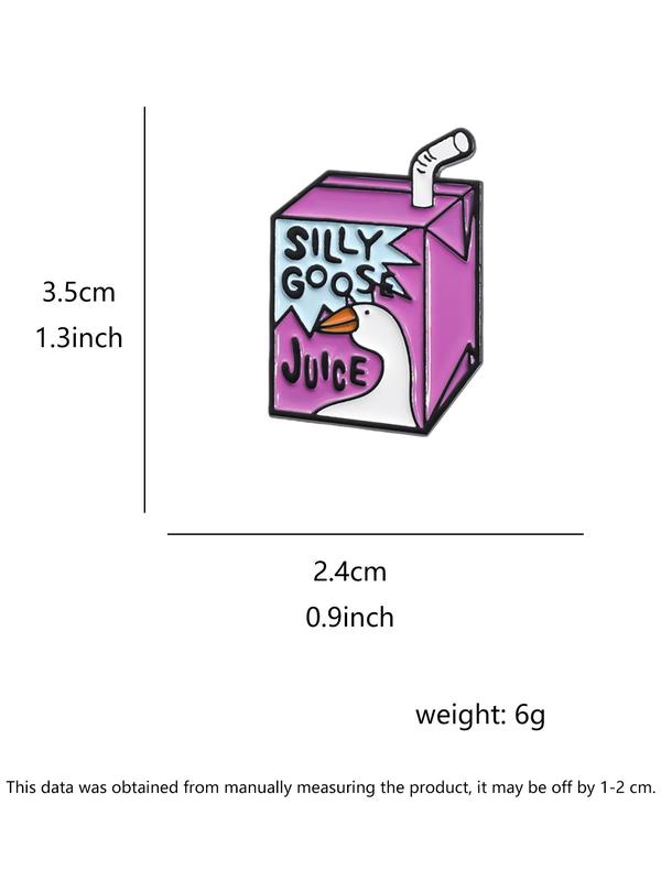 Cartoon Drink Box & Letter Design Brooch, Creative Clothes Brooch, Fashion Accessories for Men & Women