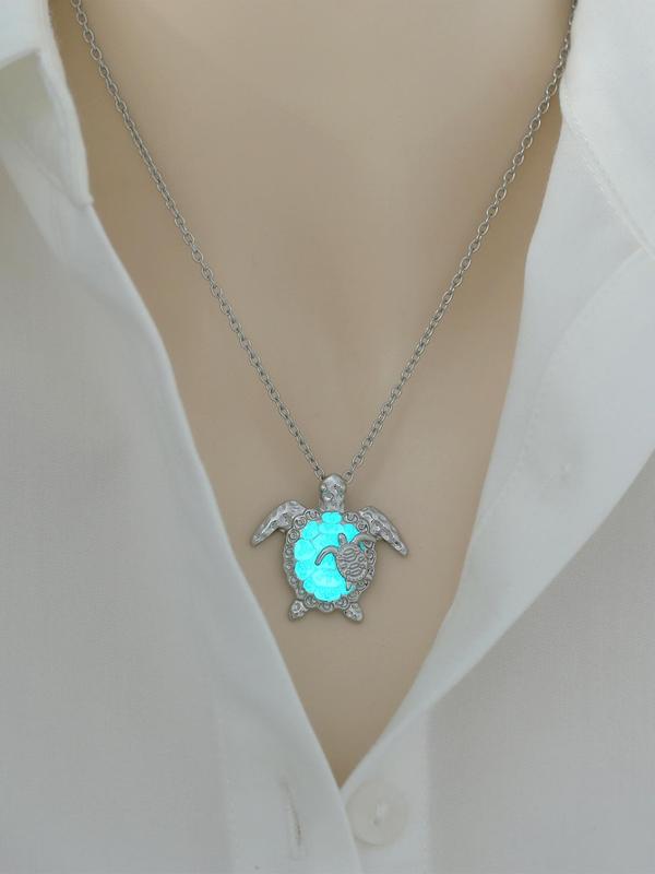 Cute Turtle Design Pendant Necklace, Glow in the Dark Adjustable Strap Necklace for Women for Gift, Trendy All-match & Exquisite Jewelry for Birthday Gift