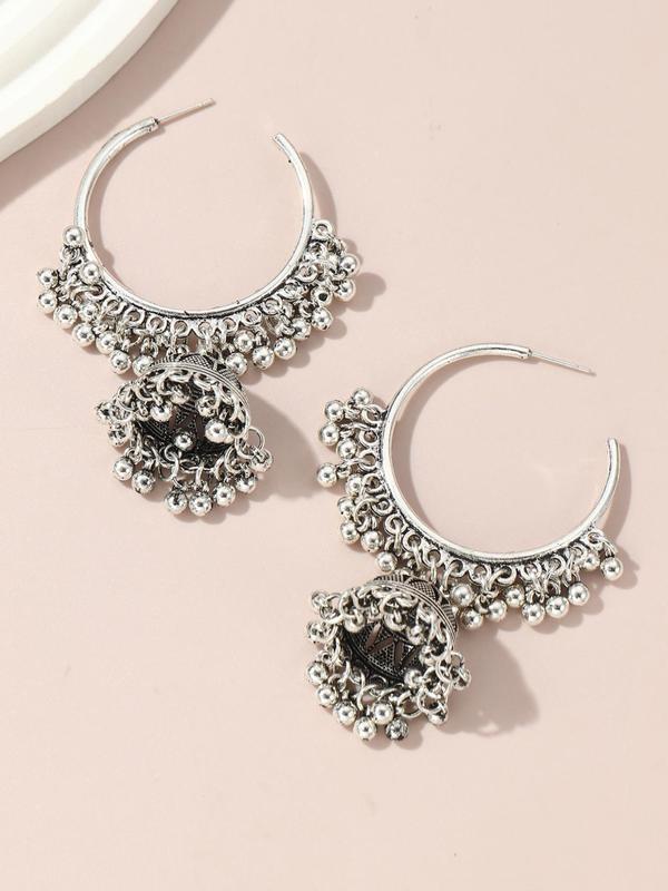 Boho Style Ethnic Style Alloy Dangle Earrings for Women, Retro Ethnic Style Large Bell Drop Earrings