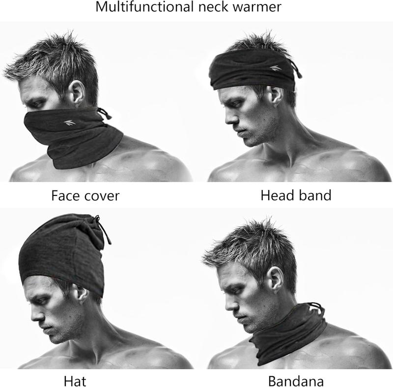 4 3 1 Pack Neck Warmer Fleece Windproof Neck Gaiter Snood for Men Women Face Tube Scarf Headwear