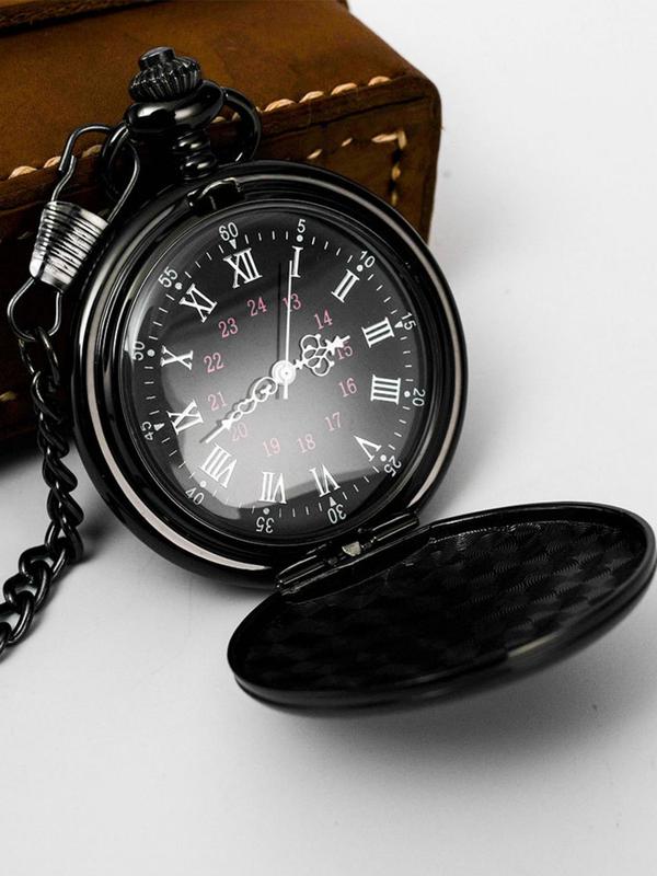 Classic Vintage Round Dial Hands Alloy Quartz Chain Pocket Watch (1 Piece), Men's Fashion Casual Versatile Watch, without Box