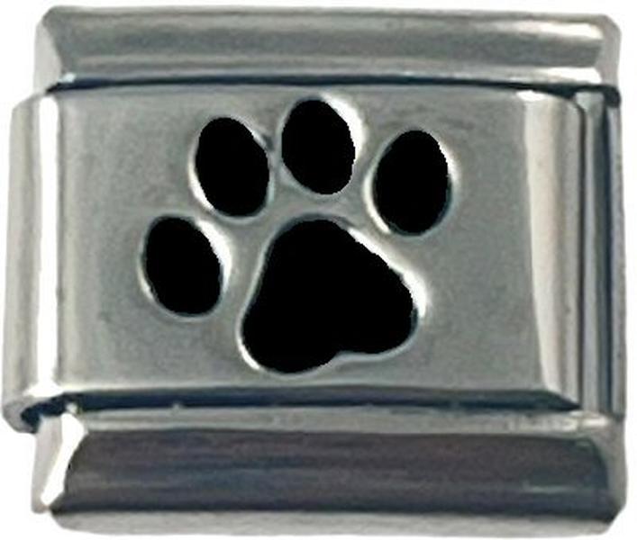 Italian Charm Link Black Paw 9mm