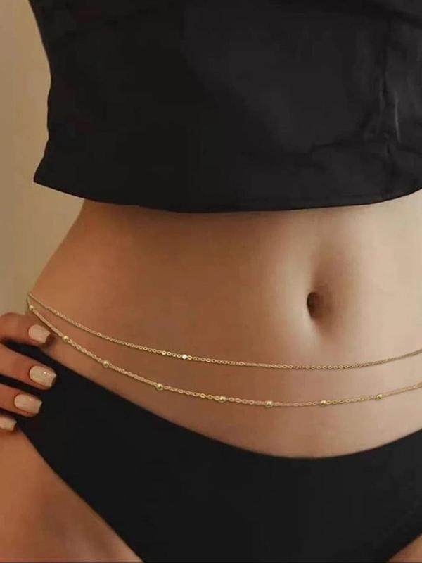 Women's Elegant Minimalist Layered Waist Chain, Trendy Exquisite Waist Chain, Chic Body Jewelry for Party & Daily Decor